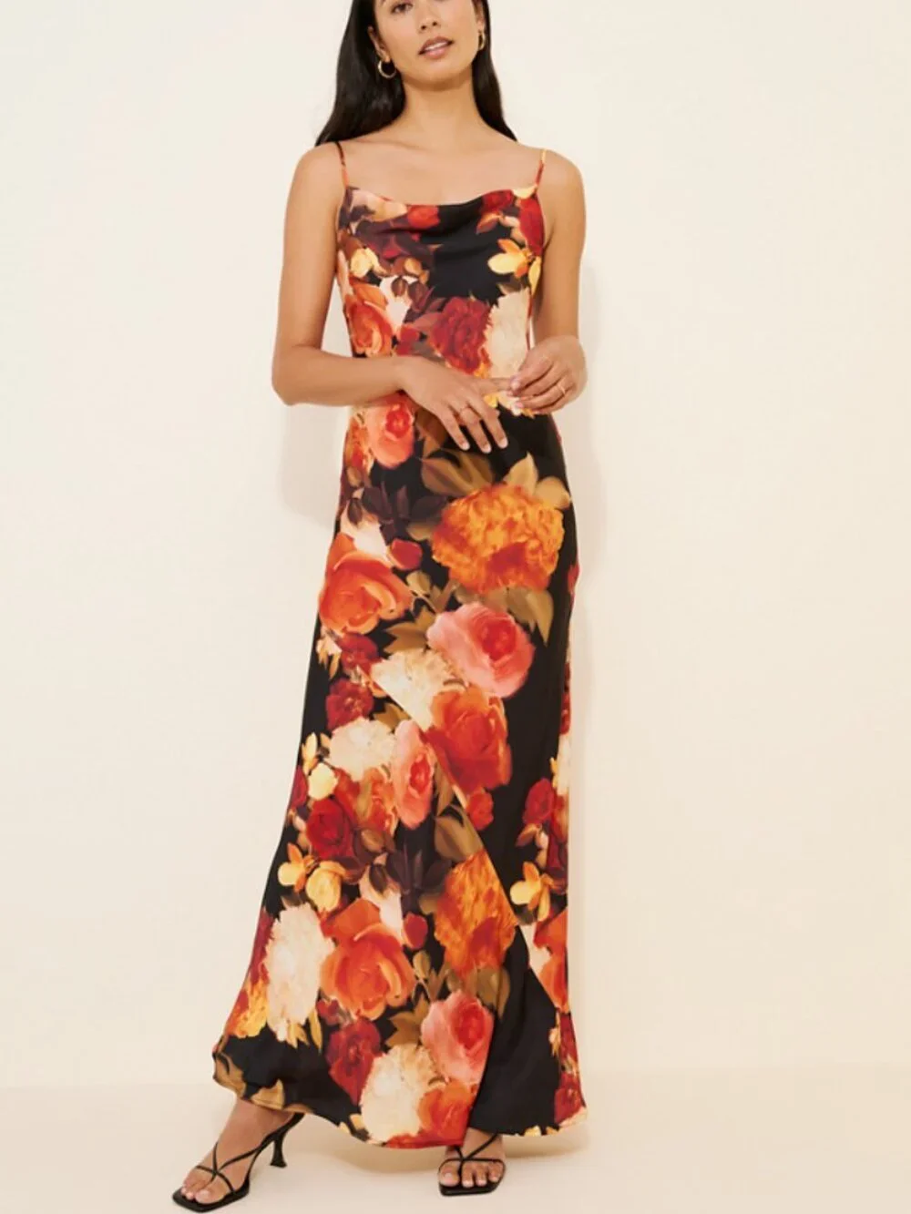 RESA Black Floral Margot Maxi Dress Size Medium 38429